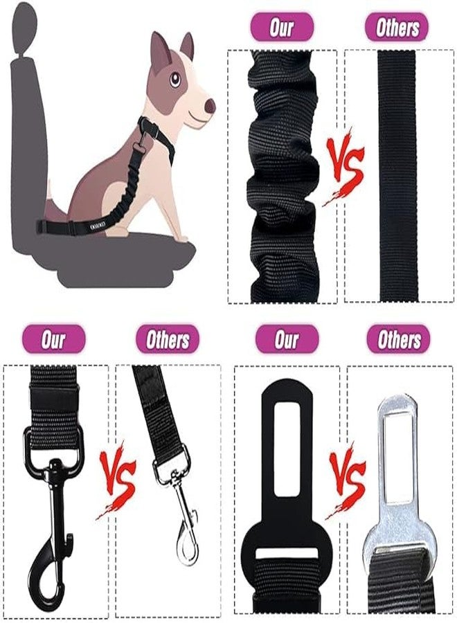 PETANGEL Dog Car Seat Belt, Retractable Dog Car Harness Adjustable Dog Seat Belt for Vehicle Nylon Pet Safety Seat Belts Heavy Duty & Elastic (Purple) - Image 4